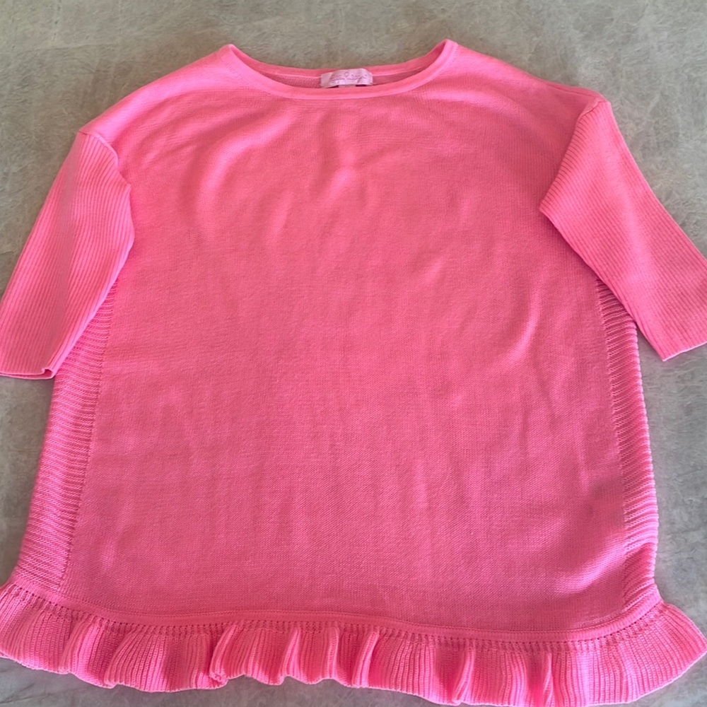 Lilly Pulitzer girls bright pink sweater tunic size M (6/7)